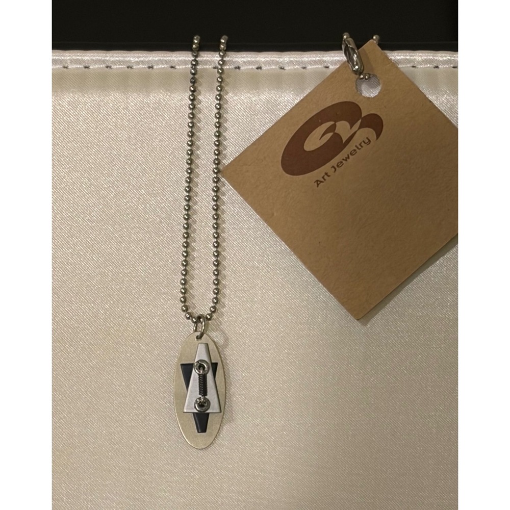 Q3‎ Art Jewelry Anodized Aluminum Geometric Pendant Necklace Handmade USA 22in
